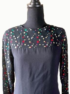 1970s Cocktail shift dress with lurex bubbles/dots